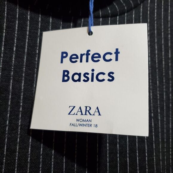 Zara Woman Pinstriped Mock Neck Midi Dress Size M - Picture 7 of 9